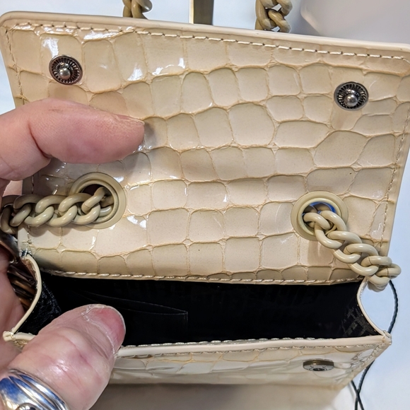 Kurt Geiger Micro Braxton Croc Embossed Shoulder/Crossbody Purse - Cream - Picture 4 of 9